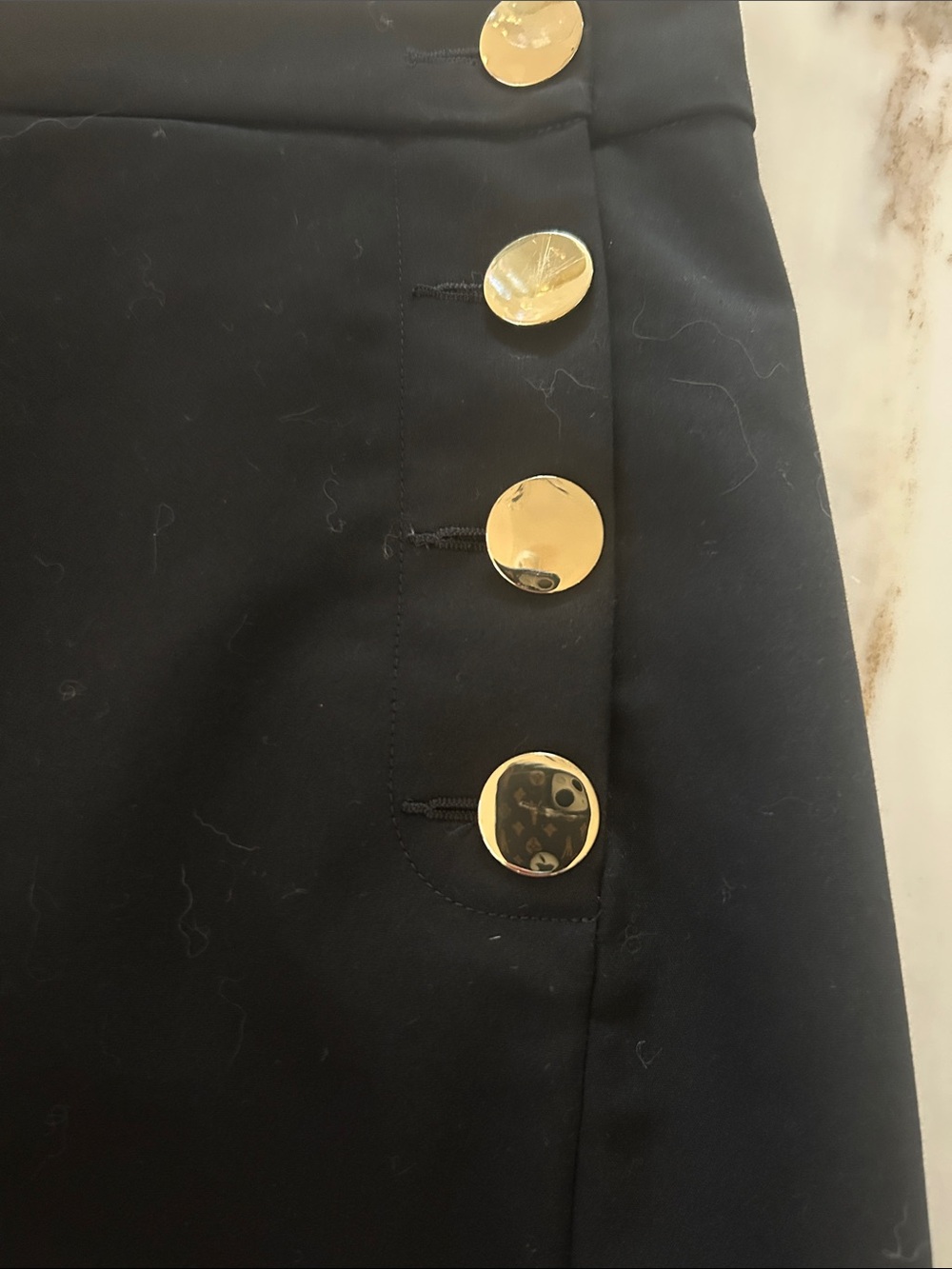 Express Black High-Waist Shorts with Gold Buttons - Picture 2 of 4
